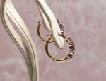 14K Yellow Gold Amethyst Hoop Earrings (2804)*Reg.$180