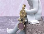 TAGLIAMONTE Designs (RW012) 925SS/YGP Rose Quartz Cameo Pendant *Mercury*Reg.$185