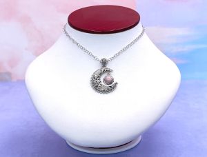 SAMUEL B *BJC* (2006) 925 SS Crescent Moon Shaped Pendant *Pink Opal*