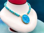 TAGLIAMONTE Designs (PN2808N) 925SS/YGP Magnesite Cameo Statement Necklace*Ceres*Reg.$400