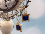 TAGLIAMONTE Designs (2208E) 925SS/YGP Lapis Cameo Earrings*Psyche/Amore*Reg.$250