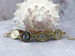 TAGLIAMONTE Designs (SH965B-Turq) 925SS/YGP Venetian Cameo Bracelet *Cupid*Reg.$650