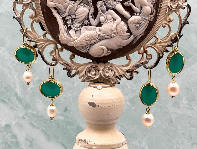 TAGLIAMONTE Designs (2023E,2018E) 925SS/YGP Venetian Cameo Earrings*Reg.$180