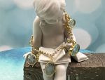 TAGLIAMONTE Designs (1992B) 9225SS/YGP Venetian Charm Cameo Bracelet *Bl Spinel*Reg.$350