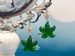 TAGLIAMONTE Designs (2214E) 925SS/YGP Venetian Cameo Earrings*Sea Life*Reg.$240